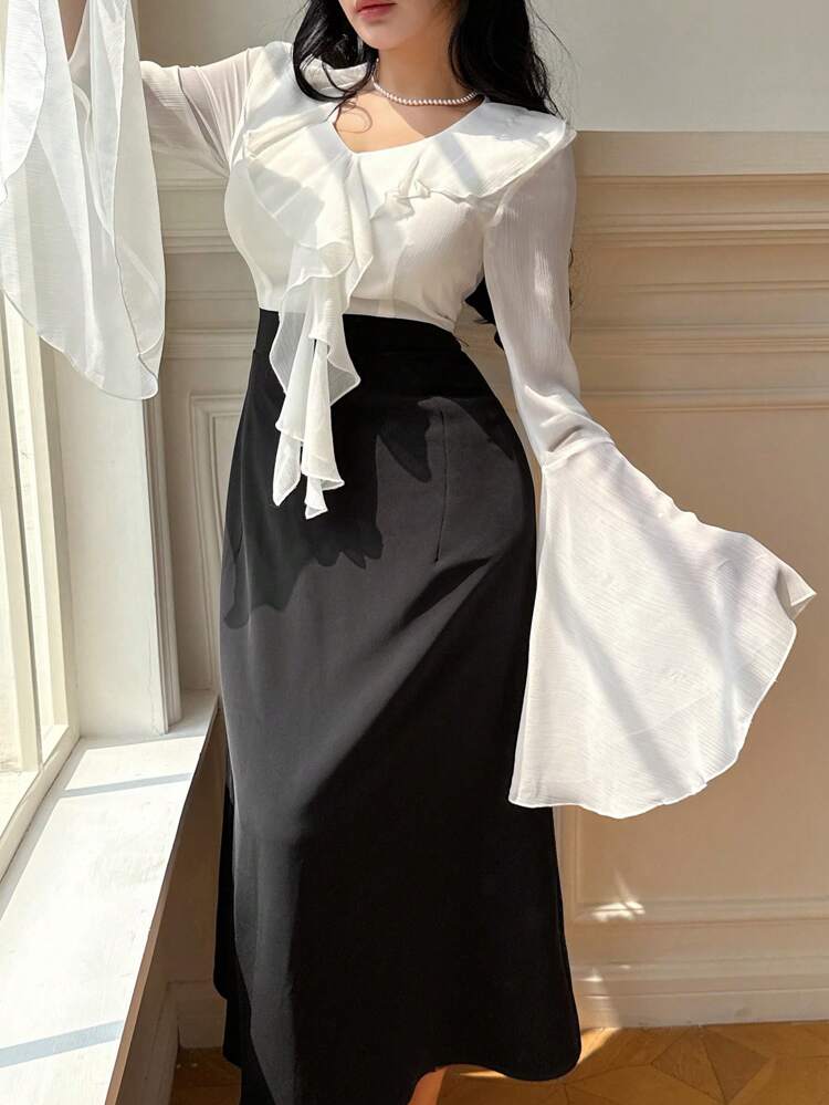 여성용 여름 신상 뮤직 페스티벌 우아한 러플 플로럴 미디 길이 드레스