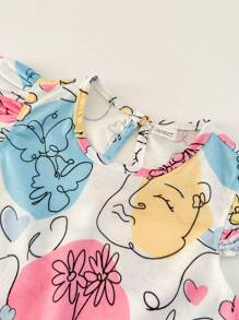 SHEIN 3pcs Baby Girls' Versatile Fashion Casual Floral Print Short Sleeve T-Shirt And Shorts Set - Multicolor - View 4