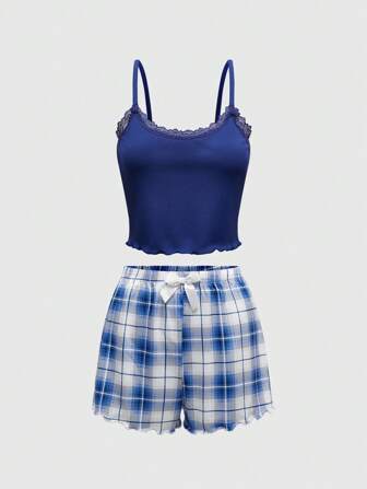 Conjunto de pijama casual para mujer, estilo campus universitario, para verano