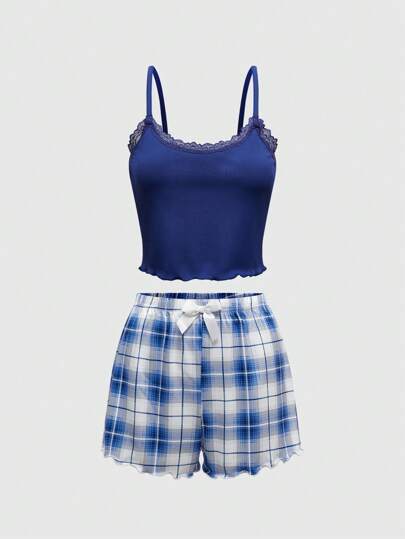 Ensemble pyjama décontracté pour femme, style campus universitaire, été