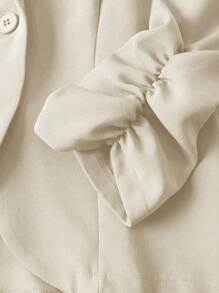 EMERY ROSE Women 3/4 Sleeve Button-Up Casual Home/Outdoor Blazer - Apricot - View 4