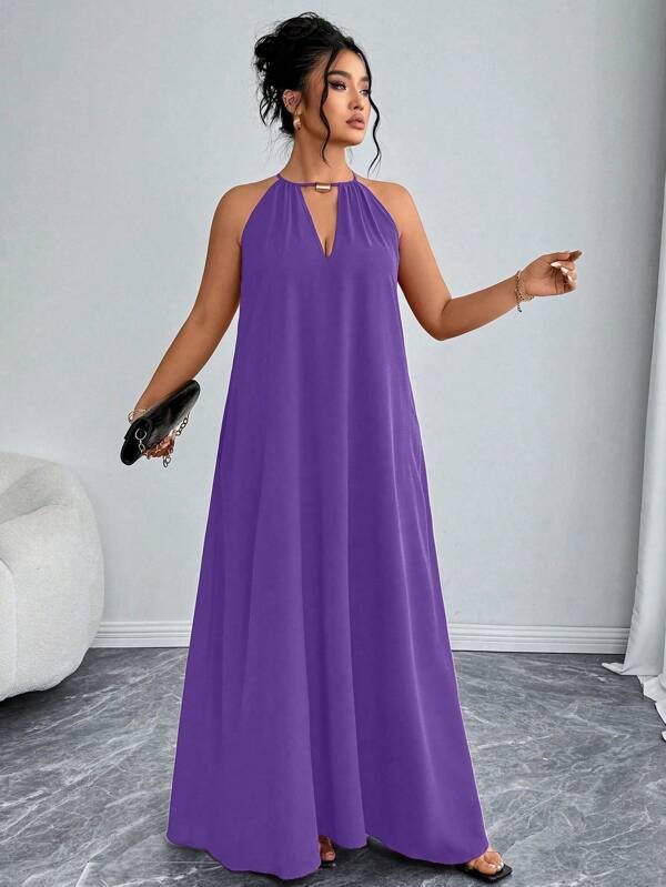 Elenzga Moda Femei Elegantă Culoare Solidă Fără mâneci Largi Plus Size Rochie, Valentine's Red De Anul Nou