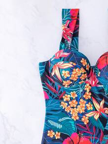 Swim Lushoire Women's Floral Print Underwire One-Piece Swimsuit With Shoulder Straps For Beach Vacation, Summer