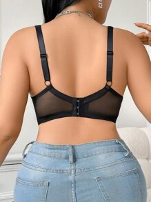 SHEIN 加大码蕾丝装饰性感钢圈文胸内衣，单独出售