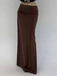 DAZY 女士纯色时尚半身裙，适合夏季，铅笔裙