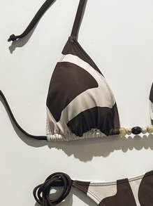 Swim Chiccia Women 2 Pieces Tropical Print Decoration Solid Color Casual Bikini Set - Multicolor - View 6