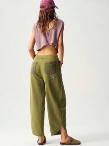 Bohemela Plus Size Casual Solid Color Knitted Loose Harem Wash Pants,Vintage