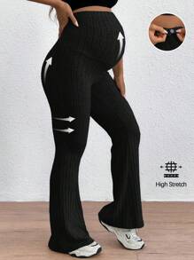 SHEIN Maternity Adjustable Waist Skinny Bell-Bottom Long Pants With Super High Waist