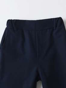 SHEIN 2 件套年轻男孩绅士服装 - 条纹蓝色长袖衬衫和西装裤（配腰带），生日派对、正式活动、婚礼、戒指持有人、花童的时尚服装 - 黃色 - 查看 7