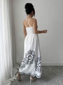 Chiquease Váy nghỉ mát Boho màu trơn mùa hè cho nữ, trang phục mùa hè cho nữ - trắng - Xem 3