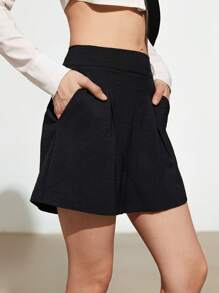 Aveloria GENKIRA Women's Casual Pleated Pocket Shorts For Summer - Black - View 6