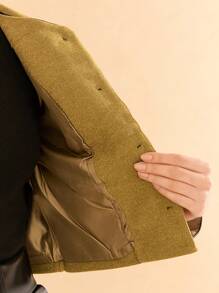 SHE(IN) BRASIL 撞色纽扣前襟大衣 - 綠色 - 查看 5