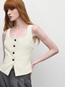 BizChic 2025 Gilet pour femmes à col blanc, simple boutonnage, taille cintrée, romantique, élégant, polyvalent, décontracté chic, tenue de bureau, tenue d'enseignante, tenue d'invité de mariage