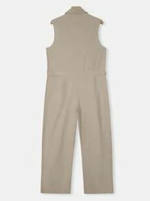 Manfinity Homme Men's Solid Color Twist Crossed Wrap Sleeveless Jumpsuit Men Jumpsuit