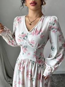 Modelyn French Ditsy Floral Long Dress, Soft & Gentle For Beach Wear
