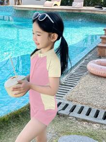 Dazy Kids 1pc Young Girl One-Piece Swimsuit, For Fall,Back To School Clothes