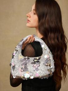 MOTF PREMIUM Borsa a mano con chiusura lampo e paillettes per donna