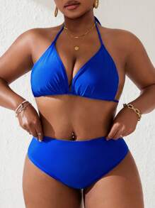 Slaydiva Bộ đồ bơi Tankini gợi cảm cỡ lớn cho tiệc năm mới 2025 - Xanh đậm - Xem 4