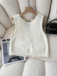 Elamini Minimalistyczny, modny sweter bez rękawów, odpowiedni na lato