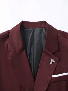 Manfinity Bizformal Men's Premium Slim-Fit Formal 2 Pieces Suit Set Men Fashion Suits Wedding Suit For Men Prom Suit Male Wedding Suits For Men - Burgundy - View 5