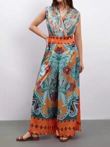 Maija Plus Size Women Summer Bohemian Pattern Printing Country Festival Outfits Jumpsuit,Western Wear Women Plus,Ruffle Country Concert Outfit,Vacation Outfits Woman,Summer Outfits For Women - Multicolor - View 6