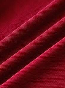 SHEIN MOD 夏季浪漫荷叶边丝带和 3D 花朵领结夏季女式上衣音乐会性感 - 酒紅色 - 查看 4