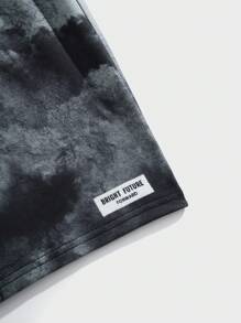 2 pièces Ensemble débardeur et short casual et confortable pour garçons pré-adolescents, imprimé peinture à l'encre tie-dye. Convient pour le printemps et l'été - Multicolore - Voir 4