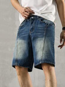 Manfinity Homme Men's Pocket Casual Loose Versatile Denim Shorts - Blue - View 3