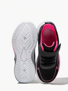 JNSQ 1 paar veelzijdige, casual, comfortabele, zachte, ademende veterschoenen voor alle wedstrijden, tweekleurige roze en zwarte sneakers voor meisjes, sportschoenen voor de start van het schooljaar