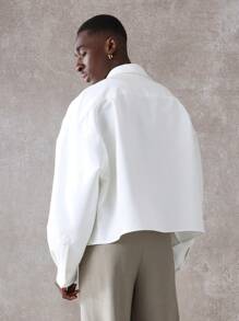 SUMWON Men's Casual Woven Suede-Like Short-Sleeved Shirts Suitable For Daily Wear - White - View 4