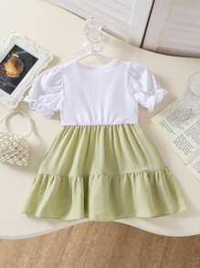 Baby Mädchen Sommer 2025 lässig, modisch, süß, frisch Prinzessin Kleid, 2 in 1