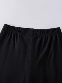 Sparklyn 3pcs/Set Teen Girls Black Shorts, Casual Stylish Leggings, Decorated With Floral/Partial Patterns, Suitable For Weddings And Occasions, No Traditional Patterns, School, Campus, College - Multicolor - View 5