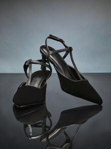 SHUZIA Tacones con tira de tobillo, versátil para uso diario para mujeres - Negro - Ver 4