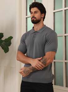 DAZY 1 pieza Jersey de punto liso de verano para hombres para ir a trabajar