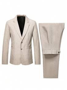 Calvornis Conjunto de chaqueta y pantalón de traje de negocios de solapa única para hombres, traje casual para hombres