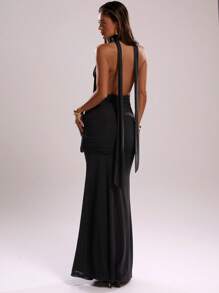 SHEIN BAE Damenmode sexy Kleid mit tiefem Ausschnitt und rückenfreiem Design - Schwarz - Übersicht 2