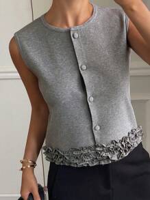 Livesso Nuovo gilet lavorato a maglia estivo da donna per festival musicali