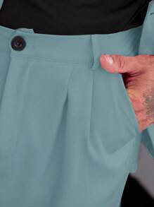 Manfinity Homme Conjunto de chaqueta y pantalón de traje de unicolor de una sola hilera para hombre