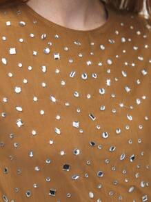 BizChic New Spring/Summer Women's Elegant Everyday Casual/Work/Date Mocha Bling Sleeveless Tank Top - Beige - View 6