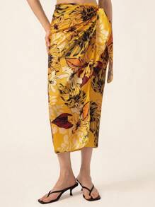 Aveloria Rosie 树叶印花重叠裙 猎豹印花 波西米亚度假时尚风格全身印花 - 彩色 - 查看 4