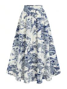 GlowEve Women's A-Line Printed Skirt, Elegant For Vacation, Work, And Daily Life Fall Cloth For Women