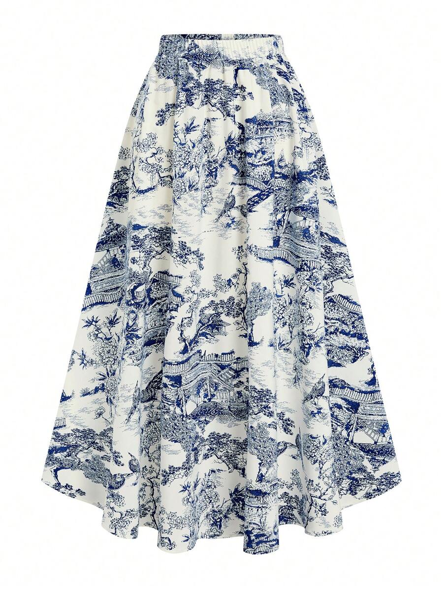 GlowEve Women's A-Line Printed Skirt, Elegant For Vacation, Work, And Daily Life Fall Cloth For Women