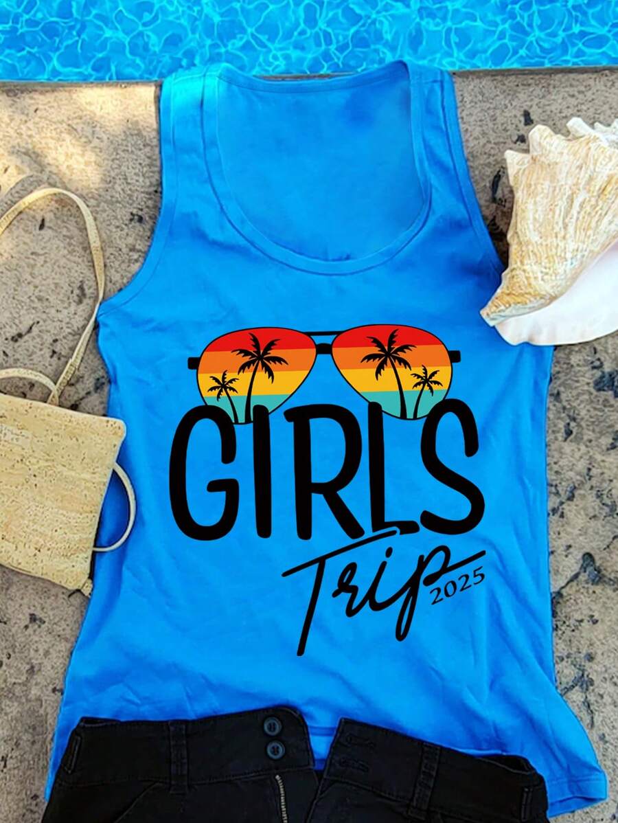 SHEIN LUNE Plus Size Minimalist Style Camisole & Tank Tops, Suitable For Summer - Royal Blue - View 1