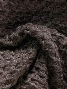 Swim Mod Women's Summer Solid Color Jacquard Fabric Scalloped Tie Strap Bikini Top