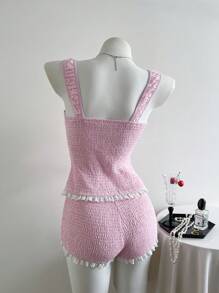 Elamini Women Two Pieces Outfits For Daily Wear - Pink - View 2