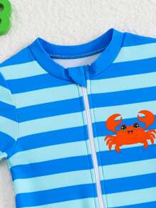 Baby Boy Cartoon Print One-Piece Swimsuit Swimming Suits For Baby Baby Boys Clothing Swim Beach Clothes For Boys Swim Suits For Kids Toddler Swim Suits For Kids