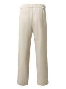 Manfinity Bizformal Men's Casual Versatile Straight Slim-Fit Dress Pants, Design-Forward Clothes For Men Pants Formal Pants For Men - Beige - View 4