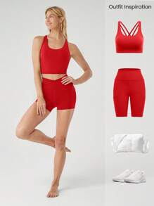 GLOWMODE Sujetador deportivo de sostén ligero FeatherFit™ con tirantes cruzados tipo longline, para yoga, gimnasio y uso diario