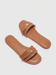 CUCCOO BIZCHIC Women Brown Comfortable Spring/Summer Fashionable Buckle Decor Sandals