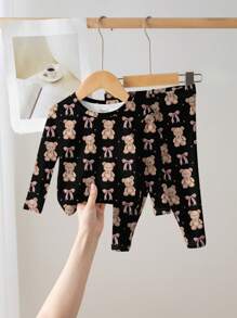 SHEIN Leap Crew Baby Girl Casual Minimalist Comfortable Long Sleeve Snug Fit Jumpsuit, Suitable For Summer - Multicolor - View 1